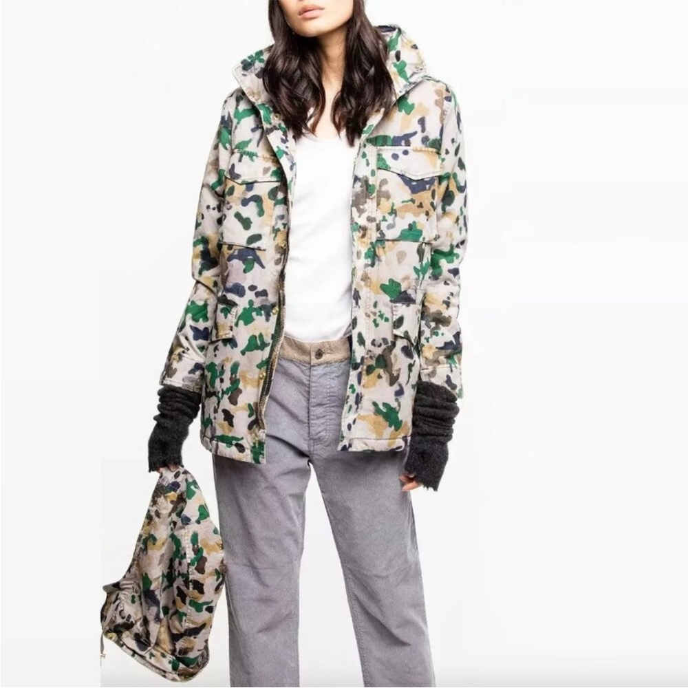 Zadig & Voltaire Camo Winter Jacket with Removable Hood